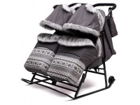 Санки-коляска детские "Скандинавия - 2УВ Твин" серый цвет рамы черный - Спортивный тренажерный интернет магазин Кумитеспорт